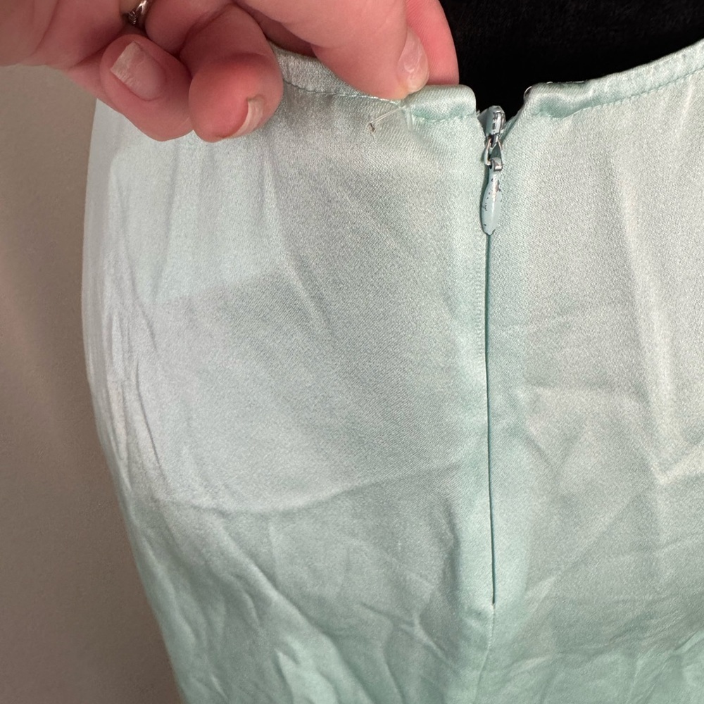 Lapointe Satin Halter Gown 4 Seafoam - Picture 8 of 12